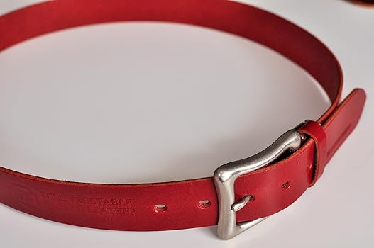 美品 レザー ベルト ブラウン/レッド ベルト 栃木レザー メンズ 本革 40mm 牛革 ロングサイズ 6カラー